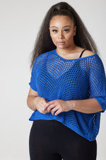 Load image into Gallery viewer, Mavis Crochet Bat Wing Top-Royal Blue - Royal Blue / One size UK 10-16 - MLH Online
