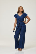 Load image into Gallery viewer, Nelle Stoned Denim Jumpsuit - Small / Denim - MLH Online
