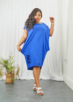 Load image into Gallery viewer, Charlett Plain Midi Dress With Cut Out Detail - Royal Blue / One size fits up to-UK 16 - MLH Online
