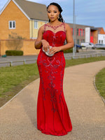 Load image into Gallery viewer, Lilly Sequin luxe Evening Dress in Red -MLH - Large / Red - MLH Online
