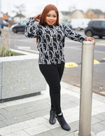 Load image into Gallery viewer, Sharon Long Sleeve Wool Print Top - Black / One size fits up to UK 12 - MLH Online

