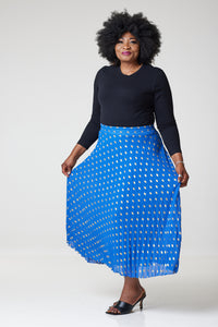 Bardot Maxi Pleated Skirt With Elasticated Waistband-Blue - S (UK 10) / Blue - MLH Online