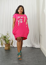 Load image into Gallery viewer, Not Yet Foil Print Cotton Top - Fuschia / One size UK 12-16 - MLH Online
