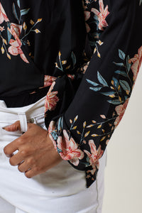 Alecia Long Sleeve Floral Wrap Top - MLH Online