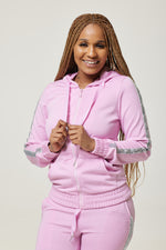Load image into Gallery viewer, Valerie Sequin Trim Tracksuit - Small (UK 10) / Pink - MLH Online
