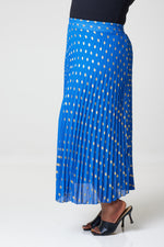 Load image into Gallery viewer, Bardot Maxi Pleated Skirt With Elasticated Waistband-Blue - MLH Online

