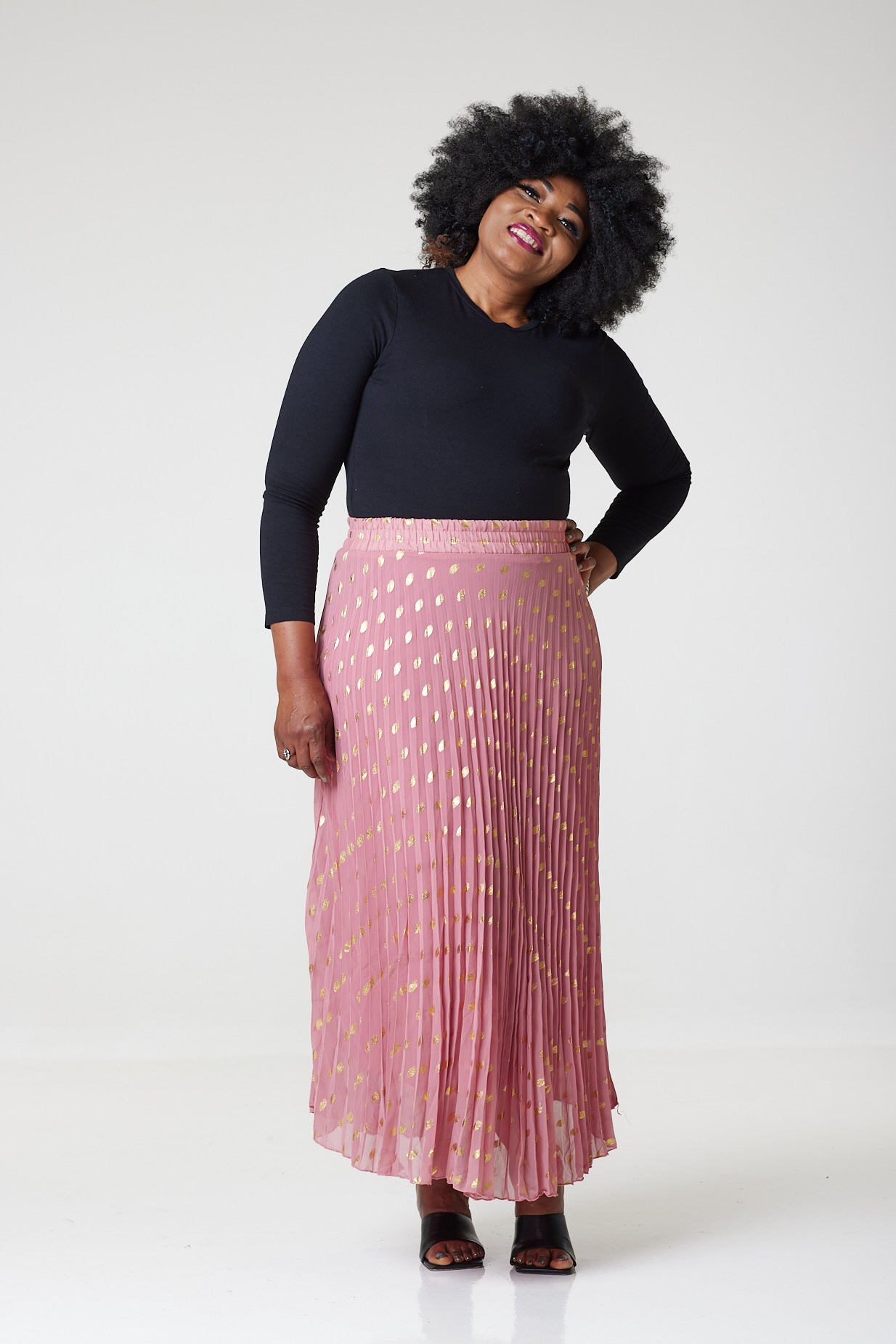 Bardot Maxi Pleated Skirt With Elasticated Waistband-Pink - S (UK 10) / Nude - MLH Online