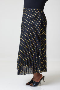 Bardot Maxi Pleated Skirt With Elasticated Waistband-Black - MLH Online