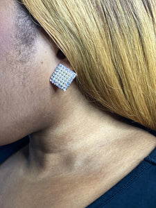 Square Earrings Decorated With Rhinestones - MLH Online
