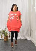 Load image into Gallery viewer, Not Yet Foil Print Cotton Top - Coral / One size UK 12-16 - MLH Online
