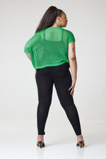 Load image into Gallery viewer, Mavis Crochet Bat Wing Top Green - MLH Online
