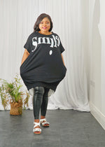 Load image into Gallery viewer, Smile Print Layered Ribbed Cotton Top - Black / UK 14-20 - MLH Online
