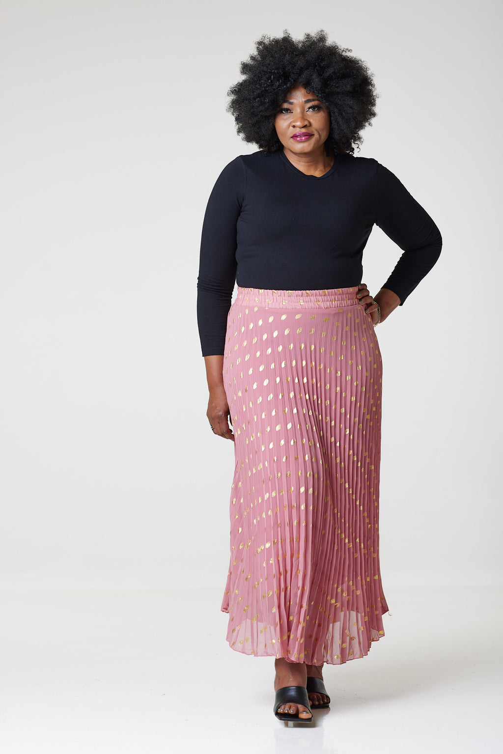 Bardot Maxi Pleated Skirt With Elasticated Waistband-Pink - L/XL (UK 14/16) / Pink - MLH Online