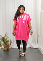 Load image into Gallery viewer, Smile Print Layered Ribbed Cotton Top - Fuschia / UK 14-20 - MLH Online
