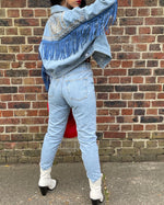 Load image into Gallery viewer, Women&#39;s Denim Cow Boy Jacket With Frills - MLH Online
