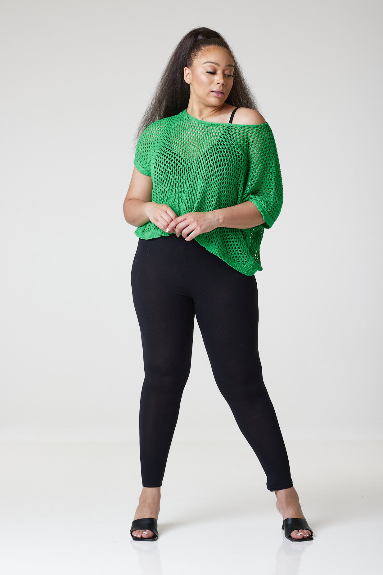 Mavis Crochet Bat Wing Top Green - MLH Online