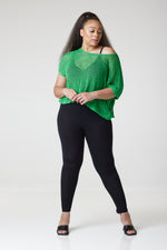 Load image into Gallery viewer, Mavis Crochet Bat Wing Top Green - MLH Online
