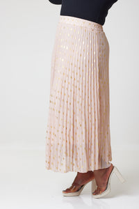 Bardot Maxi Pleated Skirt With Elasticated Waistband-Nude - S (UK 10) / Nude - MLH Online