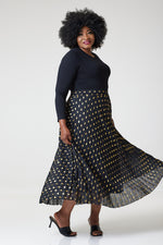 Load image into Gallery viewer, Bardot Maxi Pleated Skirt With Elasticated Waistband-Black - MLH Online
