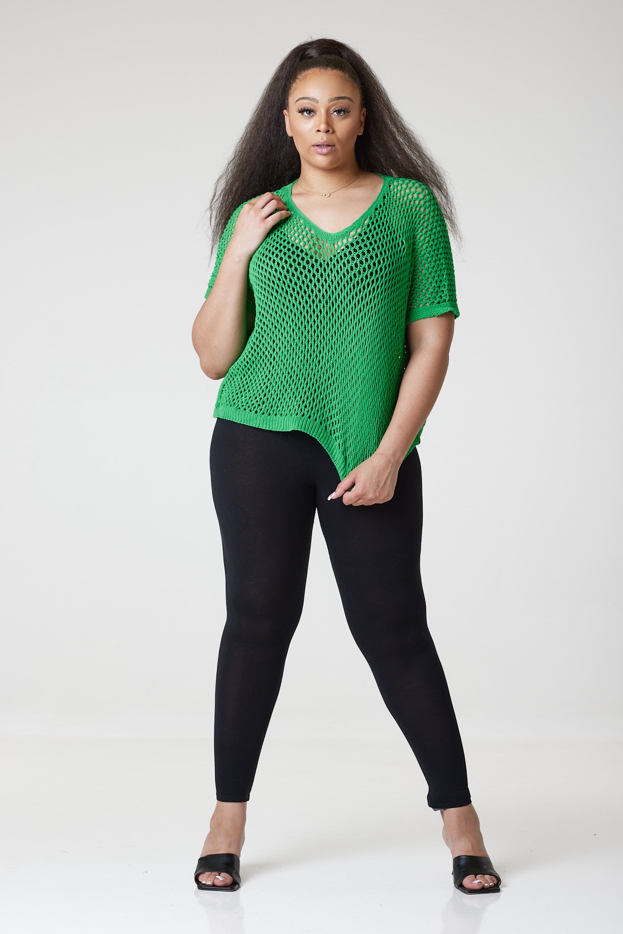 Mavis Crochet Bat Wing Top Light Green - MLH Online