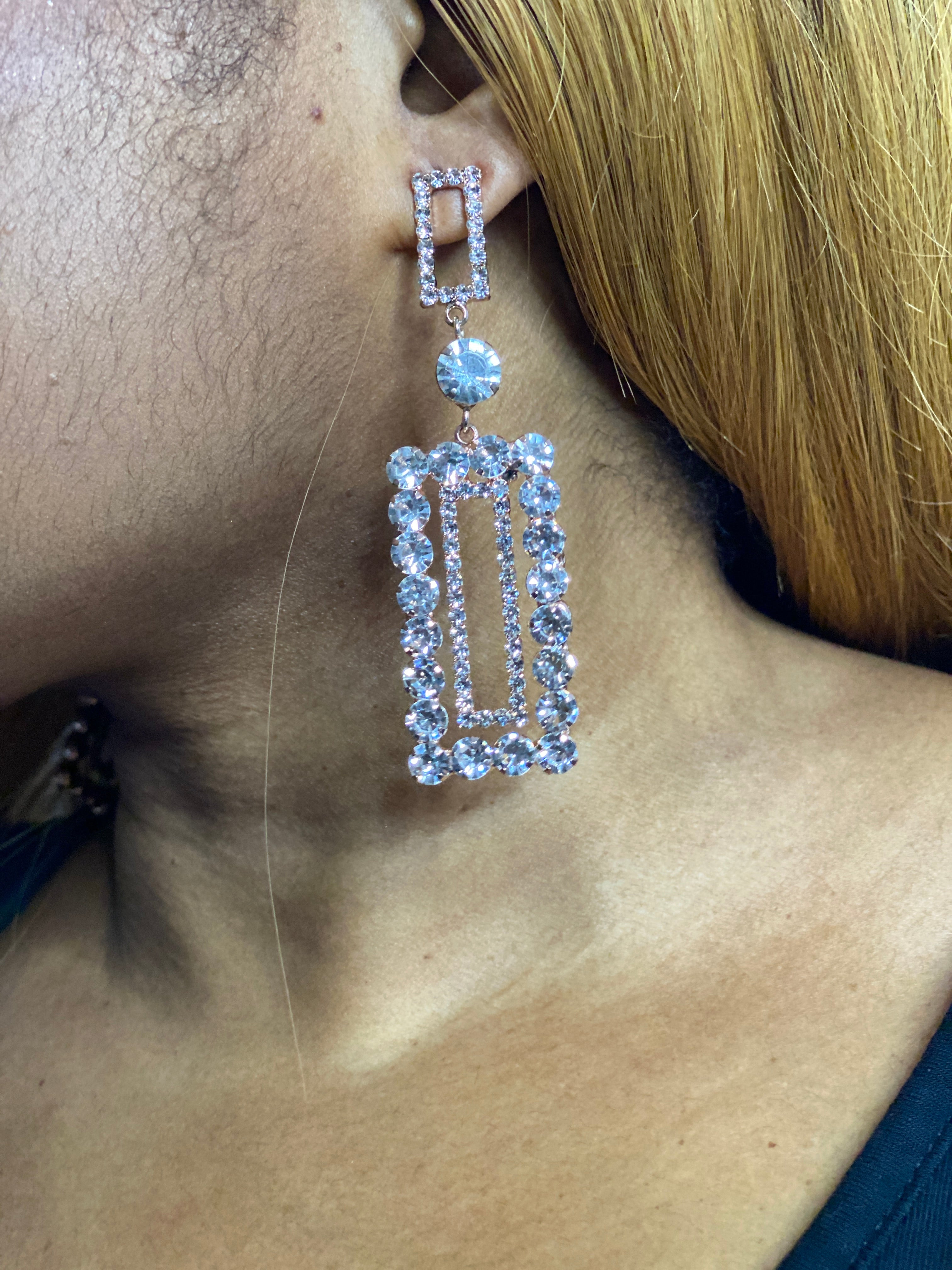 Stud Gem Rectangular Drop Earrings - MLH Online