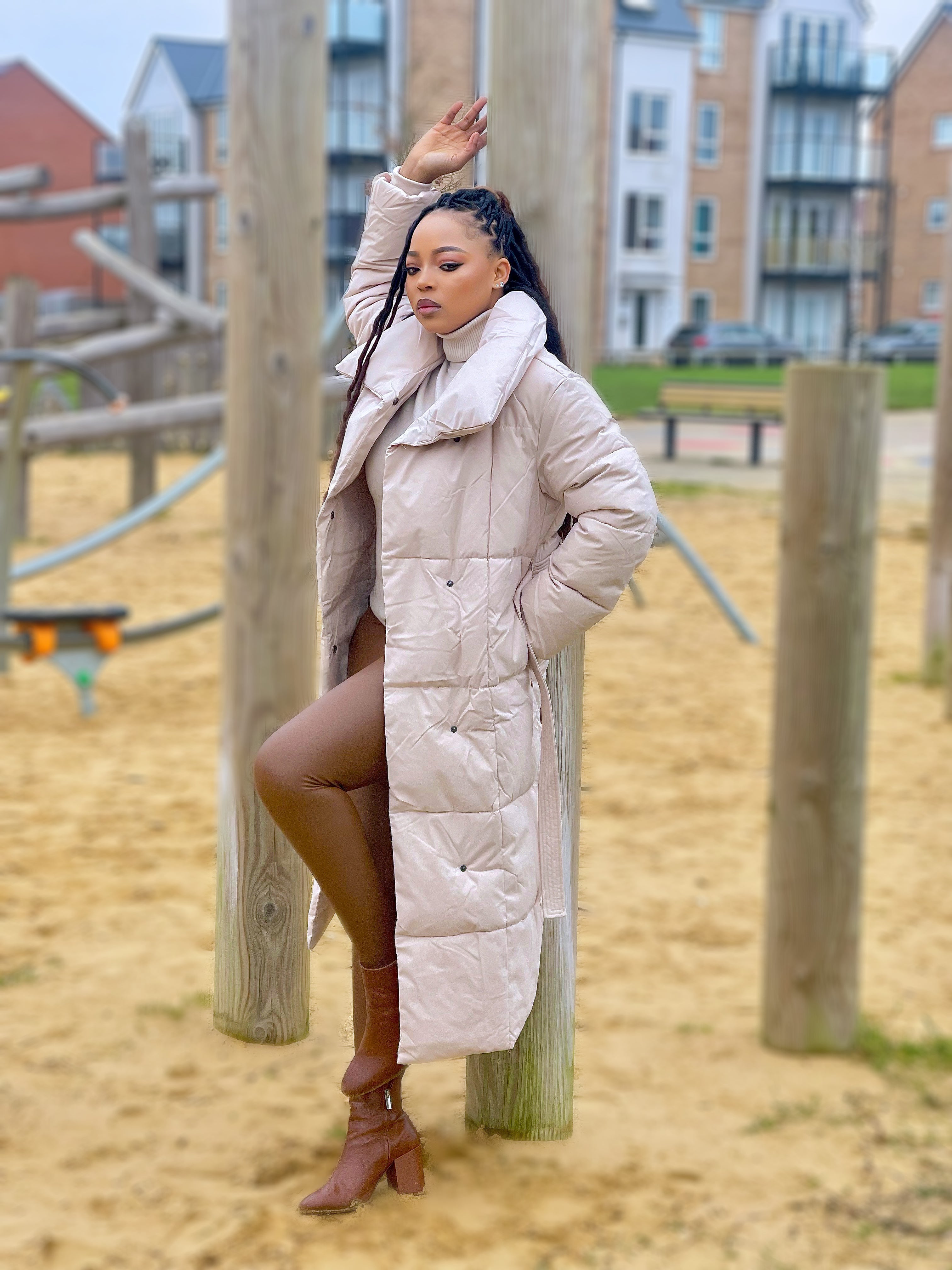 Maxi top coat beige