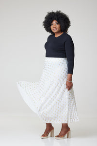 Bardot Maxi Pleated Skirt With Elasticated Waistband-White - L/XL (UK 14/16) / White - MLH Online