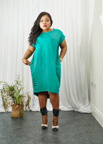 Load image into Gallery viewer, Charlett Plain Midi Dress With Cut Out Detail - Bottle Green / One size fits up to-UK 16 - MLH Online
