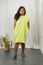 Load image into Gallery viewer, Charlett Plain Midi Dress With Cut Out Detail - Lime Green / One size fits up to-UK 16 - MLH Online
