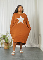 Load image into Gallery viewer, Star Print Dipped Hem Cotton Dress - MLH Online
