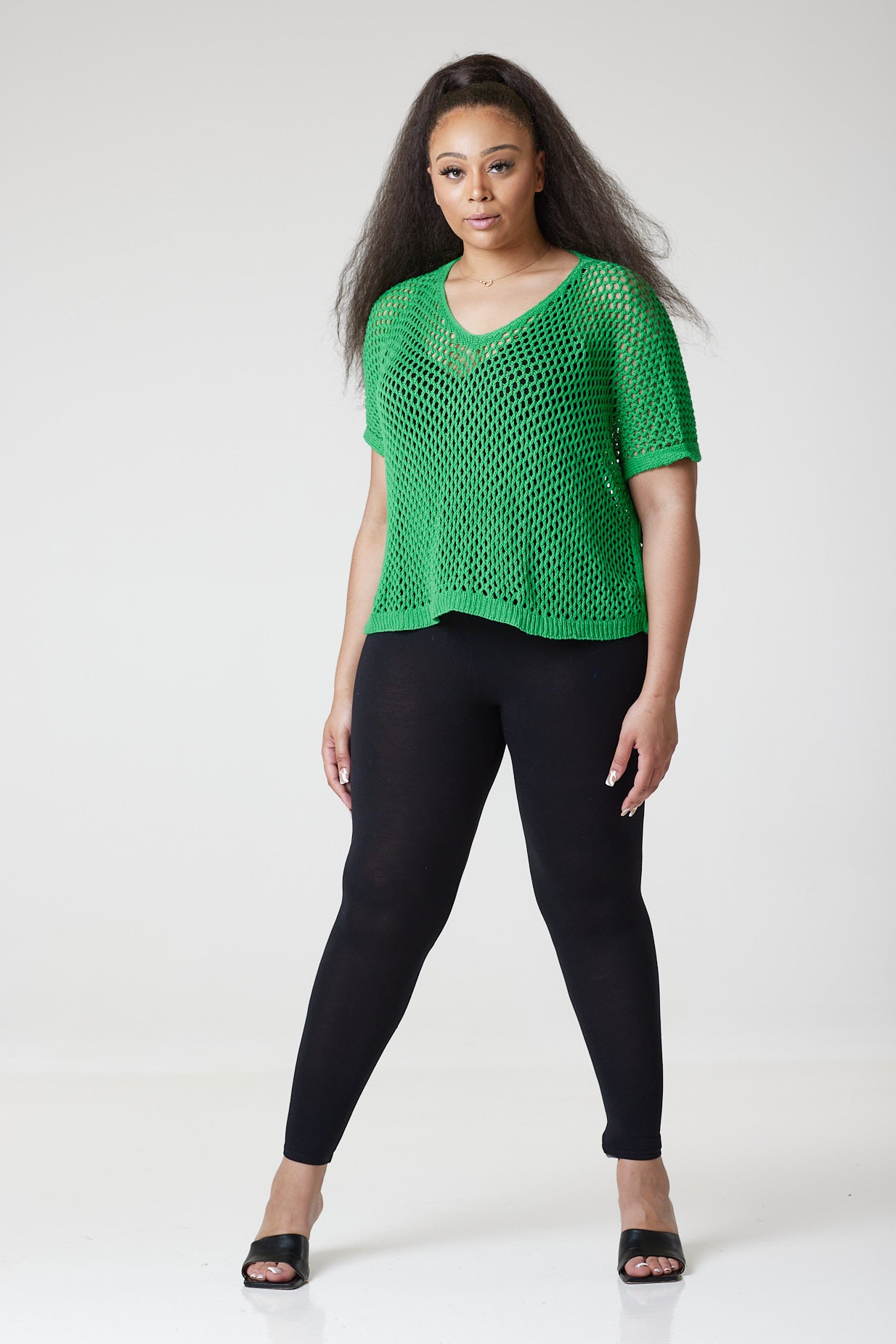 Mavis Crochet Bat Wing Top Light Green - MLH Online