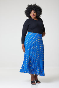 Bardot Maxi Pleated Skirt With Elasticated Waistband-Blue - M/L (UK12/14) / Blue - MLH Online