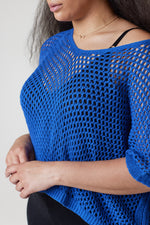 Load image into Gallery viewer, Mavis Crochet Bat Wing Top-Royal Blue - MLH Online
