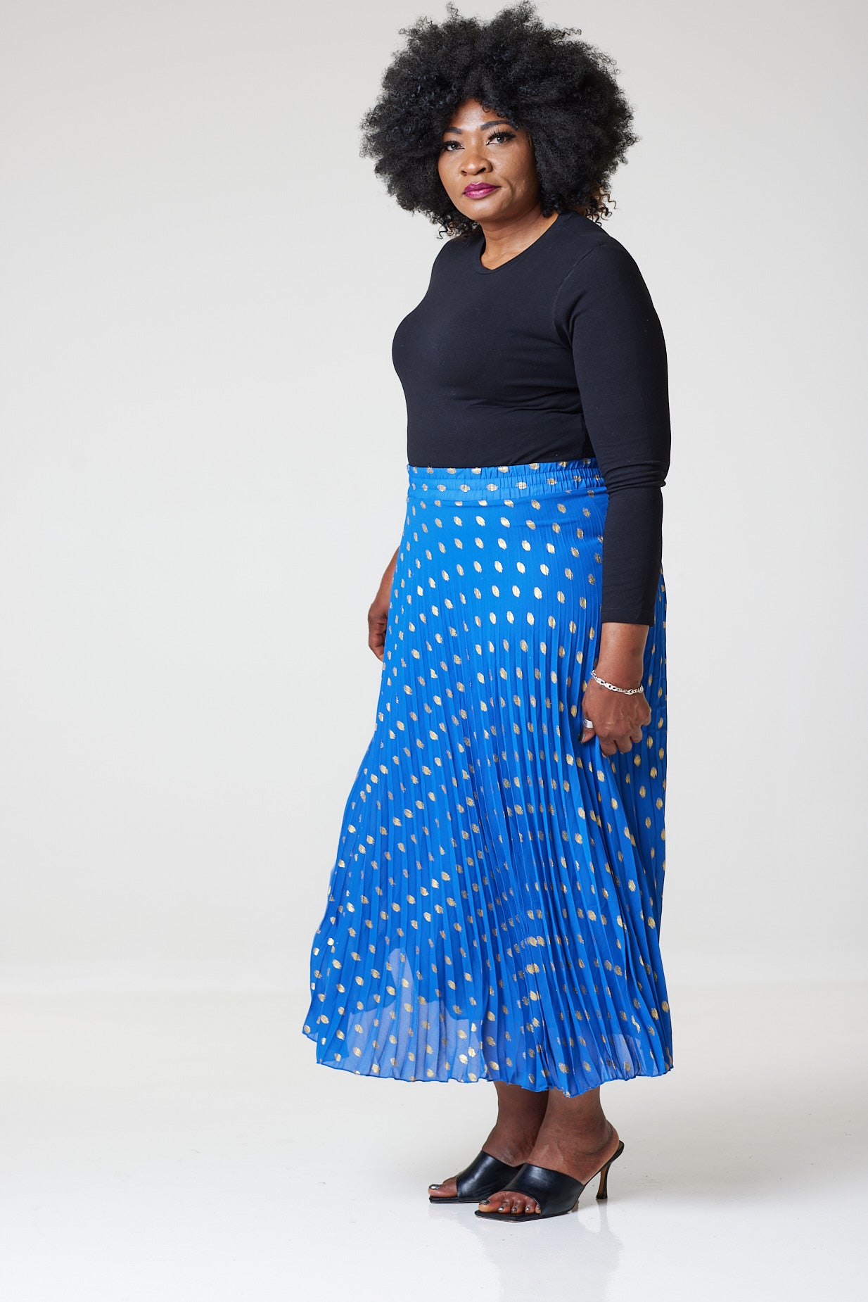Bardot Maxi Pleated Skirt With Elasticated Waistband-Blue - L/XL (UK 14/16) / Blue - MLH Online