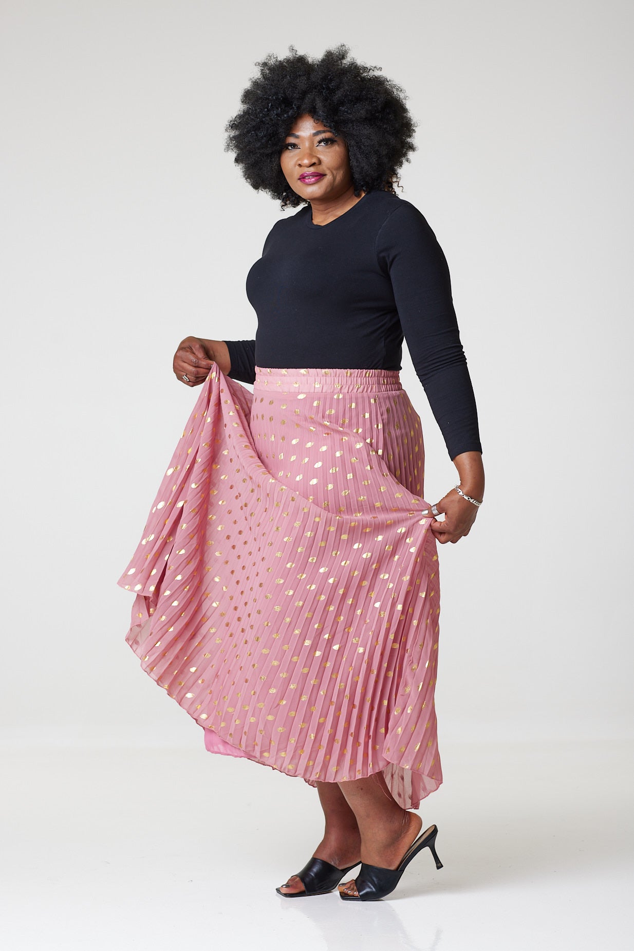 Bardot Maxi Pleated Skirt With Elasticated Waistband-Pink - M/L (UK12-14) / Pink - MLH Online
