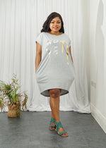 Load image into Gallery viewer, Not Yet Foil Print Cotton Top - Silver / One size UK 12-16 - MLH Online
