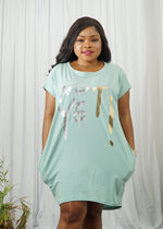 Load image into Gallery viewer, Not Yet Foil Print Cotton Top - Tiffany / One size UK 12-16 - MLH Online
