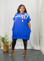 Load image into Gallery viewer, Smile Print Layered Ribbed Cotton Top - Royal Blue / UK 14-20 - MLH Online
