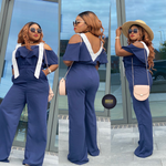 Load image into Gallery viewer, Mariamah Adjustable Strap Jumpsuit - Large / Navy blue - MLH Online
