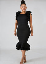 Load image into Gallery viewer, Pleats Body-Con Dress - Black / Large - MLH Online
