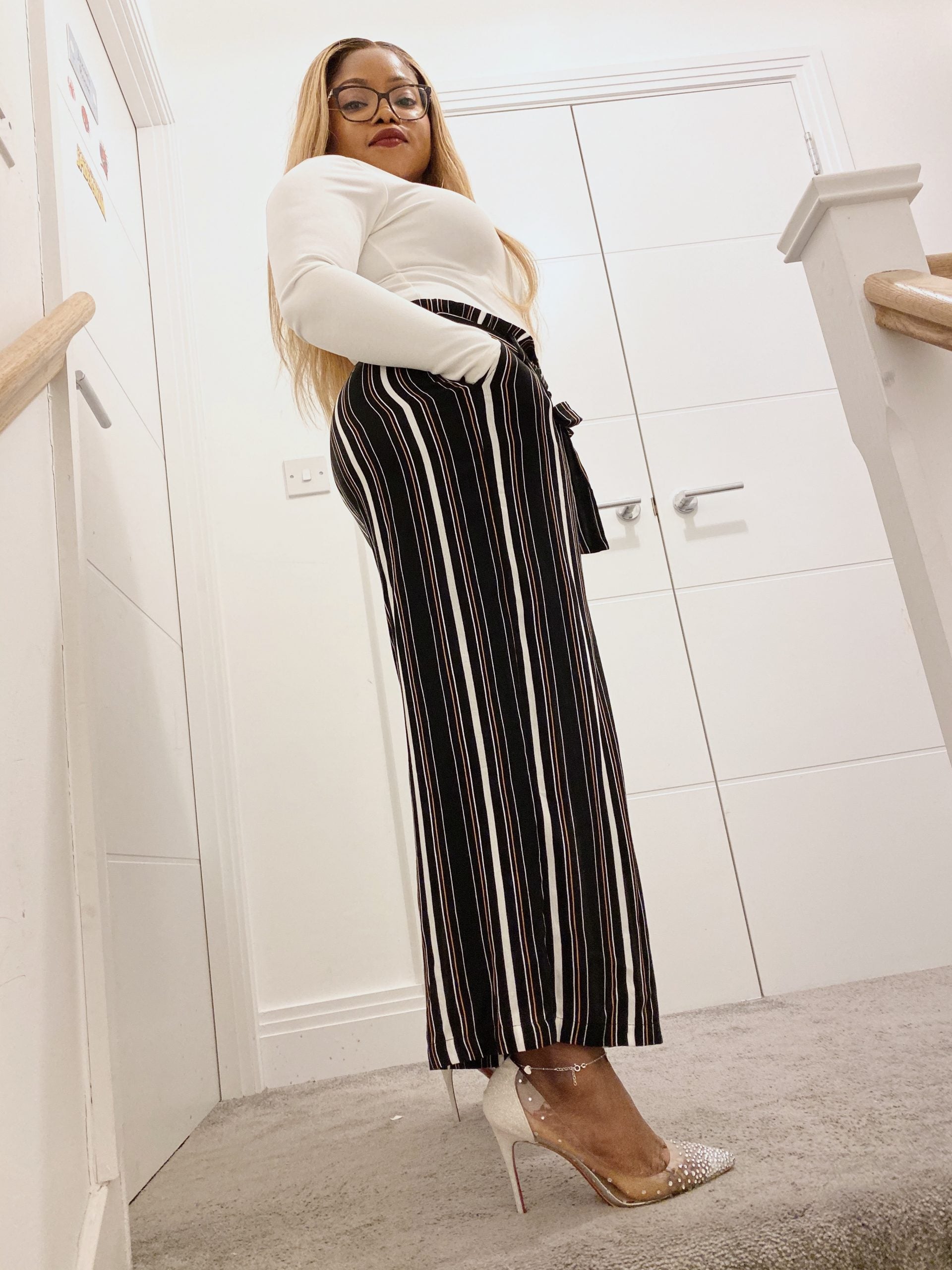 Multi Stripe Cropped Trouser - Black / Medium - MLH Online