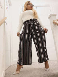 Multi Stripe Cropped Trouser - Black / Large - MLH Online