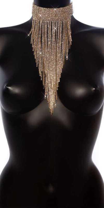 Rhinestone Waterfall Choker Necklace - MLH Online