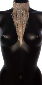 Load image into Gallery viewer, Rhinestone Waterfall Choker Necklace - MLH Online
